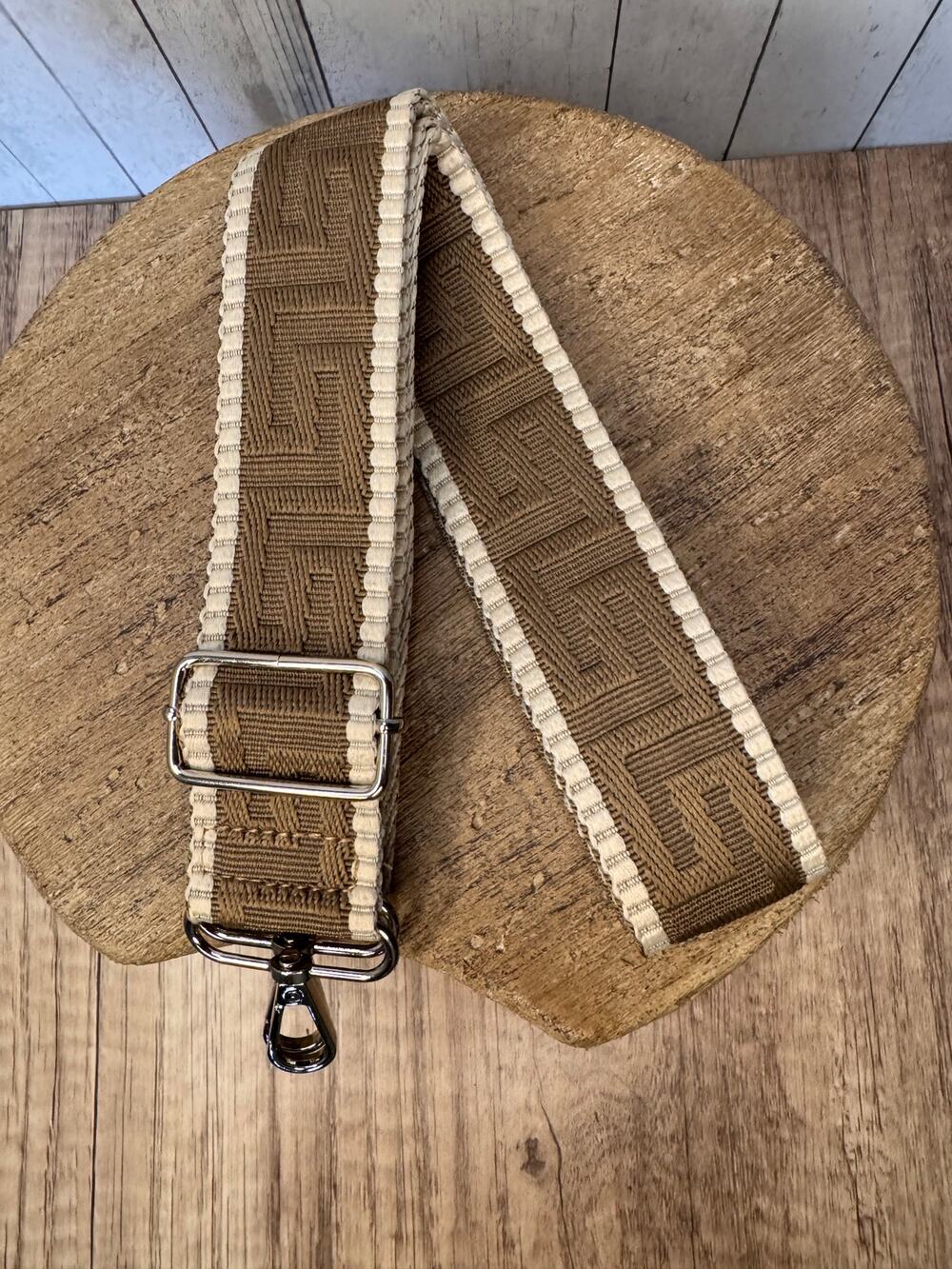 Neutral Brown Purse Strap Wide Striped Bag Strap Boho Crossbody Purse Strap